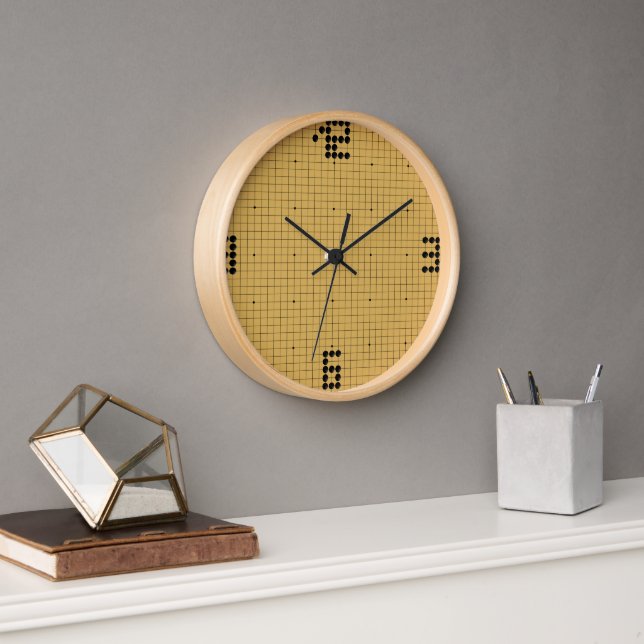 Goban Clock - Black Stones - 3-6-9-12 (Office)
