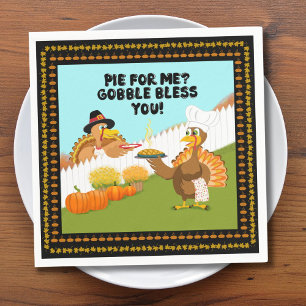 Gobble Bless You Funny Turkey's Friendsgiving Napkin