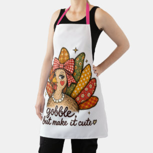 Gobble, But Make It Cute Turkey Thanksgiving Apron