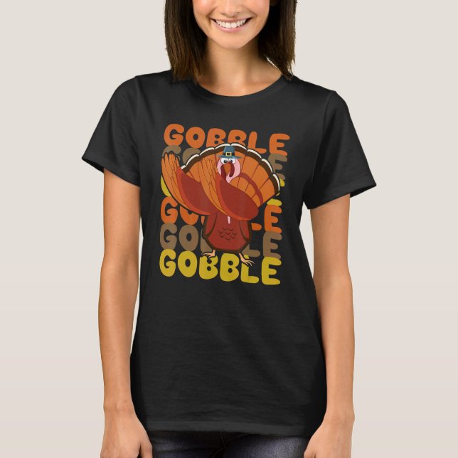 Gobble Dabbing Turkey Thanksgiving Day Pilgrim Boy T-Shirt (Front)