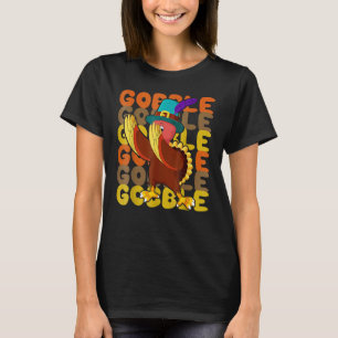 Gobble Dabbing Turkey Thanksgiving Day Pilgrim Boy T-Shirt
