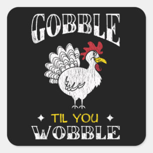 Gobble Family Kids Matching Thanksgiving Gift Square Sticker