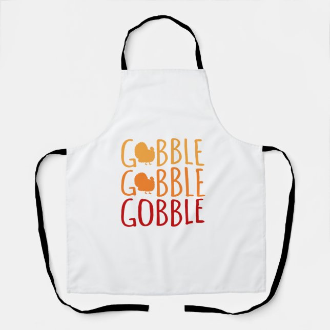 Gobble Funny Thanksgiving Turkey Family Men Women  Apron (Front)