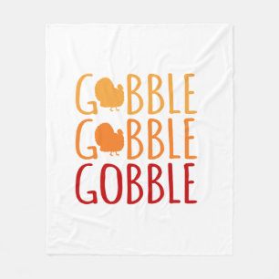 Gobble Funny Thanksgiving Turkey Family Men Women Fleece Blanket