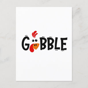 Gobble Funny Thanksgiving Turkey Feast Announcement Postcard