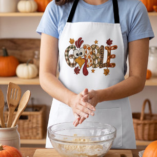 Gobble Funny Turkey Thanksgiving Apron