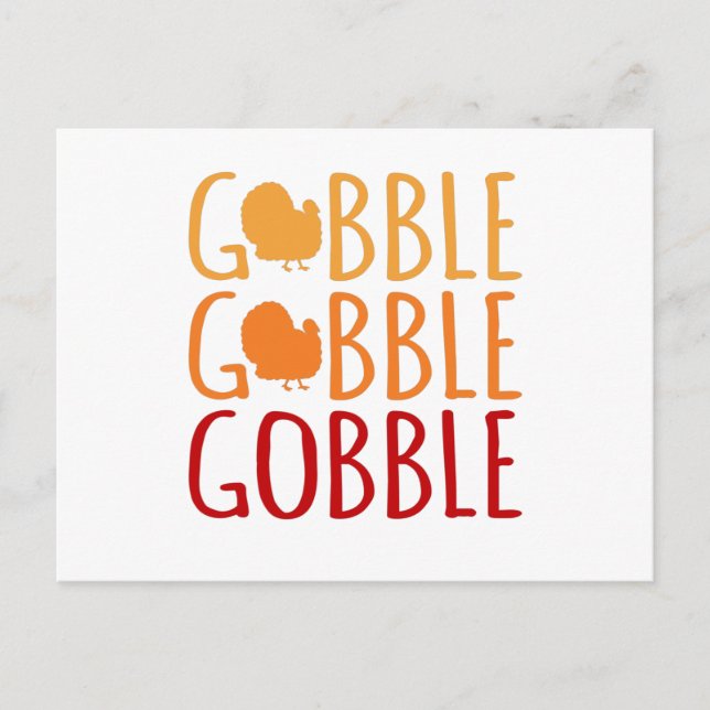 Gobble Funny Turkey Thanksgiving Family Men Women Postcard (Front)