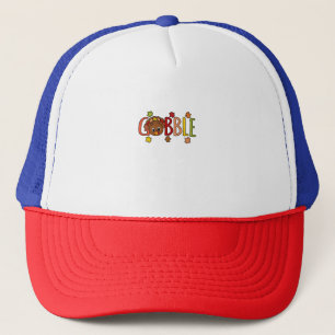 Gobble Funny Turkey Thanksgiving Family Men Women Trucker Hat