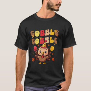 Gobble Gobble Birthday Turkey Thanksgiving Kids Gr T-Shirt