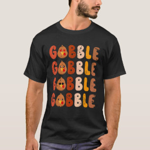 Gobble Gobble Cute Turkey Face  Thanksgiving T-Shirt
