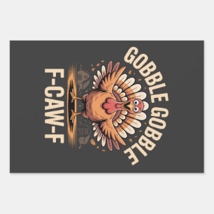 Gobble Gobble F-Caw-F Turkey Funny Thanksgiving Wrapping Paper Sheet