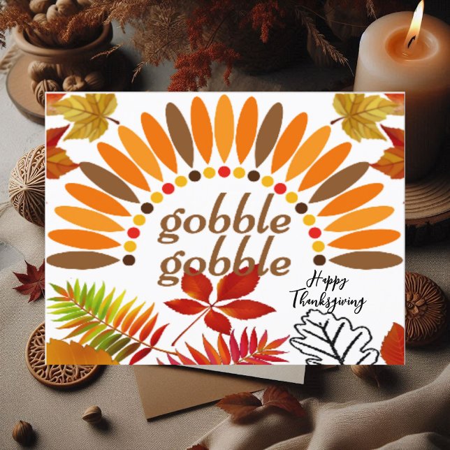 Gobble Gobble Fall Colour Maple Leaves Thanksgivin Postcard (Gobble Gobble Fall Color Maple Leaves Thanksgiving Postcard)