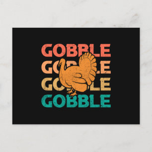 Gobble Gobble Funny Retro Thanksgiving Turkey Gift Postcard