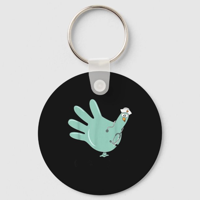 Gobble Gobble Funny Thanksgiving Nurse Humor  Key Ring (Front)