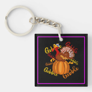 Gobble Gobble Gobble Pumpkin-16194 Key Ring