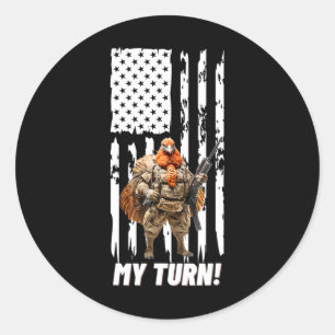 Gobble Gobble My Turn Funny Usa Flag Classic Round Sticker