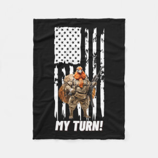 Gobble Gobble My Turn Funny Usa Flag  Fleece Blanket