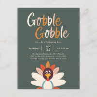 Gobble Gobble Thanksgiving Dinner Party Invitation