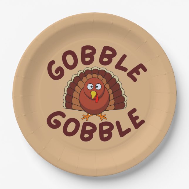 Gobble Gobble Thanksgiving  Paper Plate (Front)