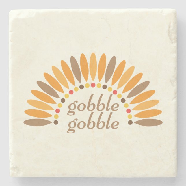 Gobble Gobble Thanksgiving Stone Coaster (Front)
