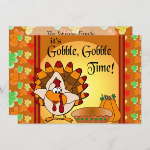 Gobble, Gobble Thanksgiving Turkey Dinner Invitation
