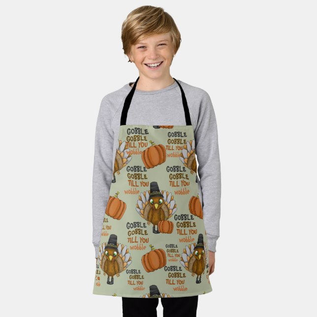 Gobble Gobble Till You Wobble Custom Thanksgiving Apron (Worn)