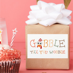 Gobble Gobble Till You Wobble Funny Thanksgiving Rectangular Sticker