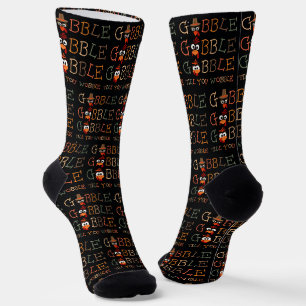 Gobble Gobble Till You Wobble Funny Thanksgiving Socks