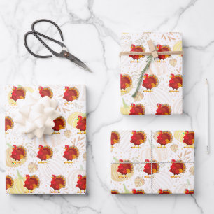 Gobble Gobble Till You Wobble Funny Thanksgiving Wrapping Paper Sheet