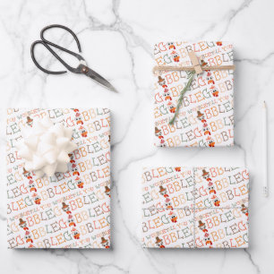 Gobble Gobble Till You Wobble Funny Thanksgiving Wrapping Paper Sheet