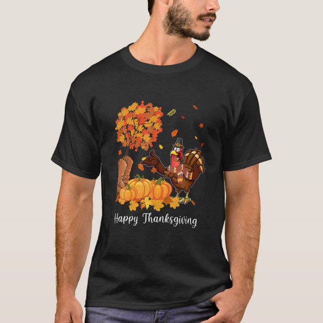 Gobble Gobble Turkey Autumn Fall Happy Thanksgivin T-Shirt (Front)
