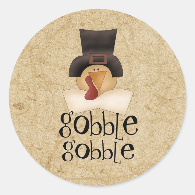 Gobble Gobble Turkey Classic Round Sticker (Front)