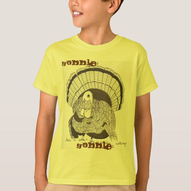 Gobble Gobble Turkey Kids Basic T-shirt (Front)
