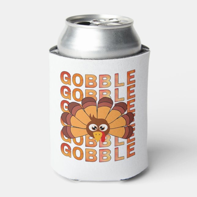 Gobble gobble turkey t-shirt, fall, autumn tee Ess Can Cooler (Can Front)