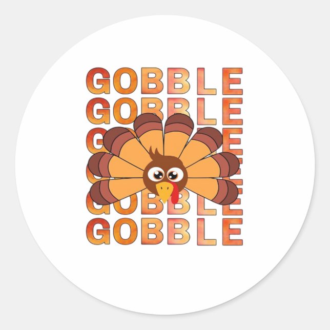 Gobble gobble turkey t-shirt, fall, autumn tee Ess Classic Round Sticker (Front)