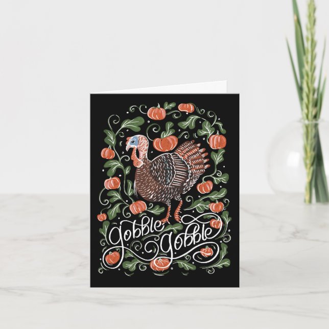 Gobble Gobble Turkey Thanksgiving Card (Front)