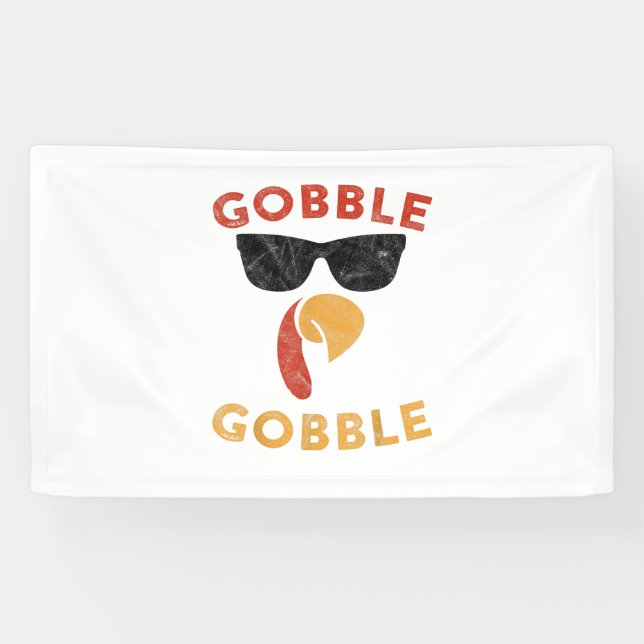 Gobble Gobble Turkey Thanksgiving Day Gifts Vintag Banner (Horizontal)