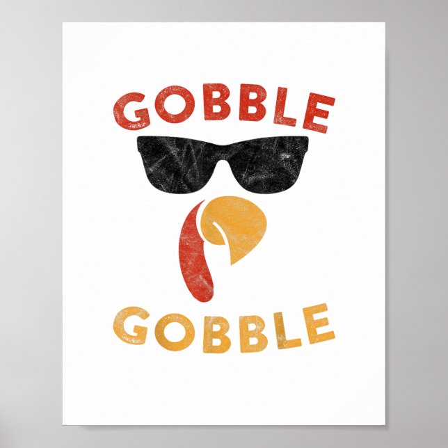 Gobble Gobble Turkey Thanksgiving Day Gifts Vintag Poster (Front)