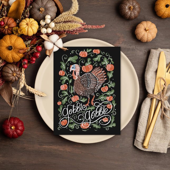 Gobble Gobble Turkey Thanksgiving Holiday Postcard (Creator Uploaded)
