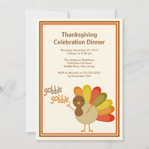 Gobble Gobble Turkey Thanksgiving Invitations