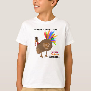Gobble Gobble Wobble Thanksgiving Male Turkey T-Shirt