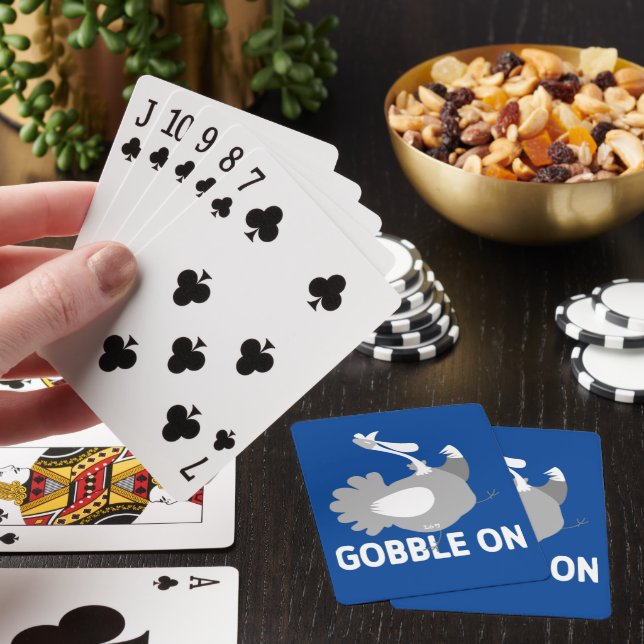 GOBBLE ON funny thanksgiving Playing Cards (In Situ)