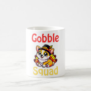 Gobble Squad Cute Corgi Turkey Funny Thanksgiving  Coffee Mug