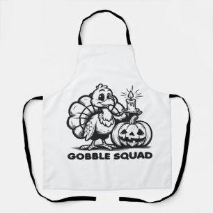 Gobble Squad Funny Thanksgiving Turkey Design Fa Apron