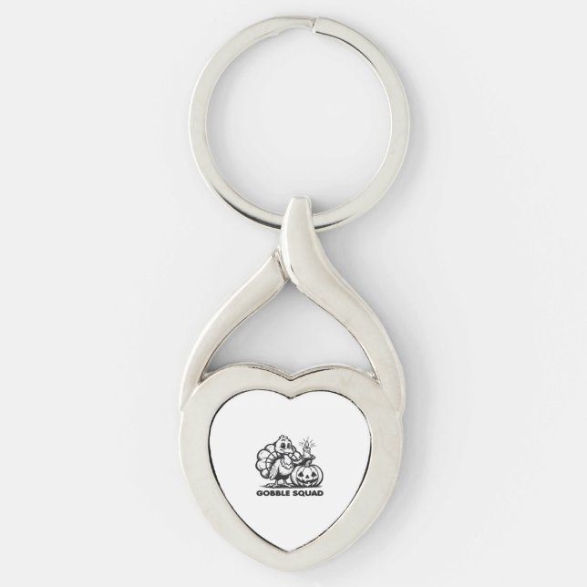 Gobble Squad  Funny Thanksgiving Turkey Design  Fa Key Ring (Front)