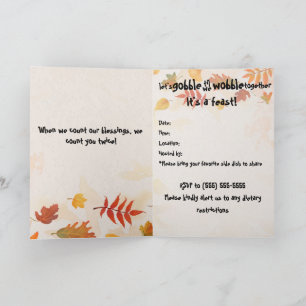 Gobble til we Wobble Invitation