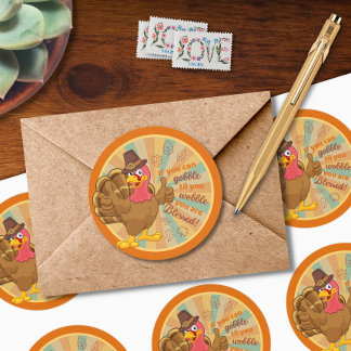 Gobble Til You Wobble Turkey Sticker