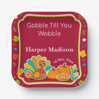 Gobble Till You Wobble Funky Turkey Birthday Party Paper Plate