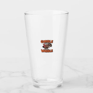 Gobble Till You Wobble � Funny Turkey Cartoon Clas Glass