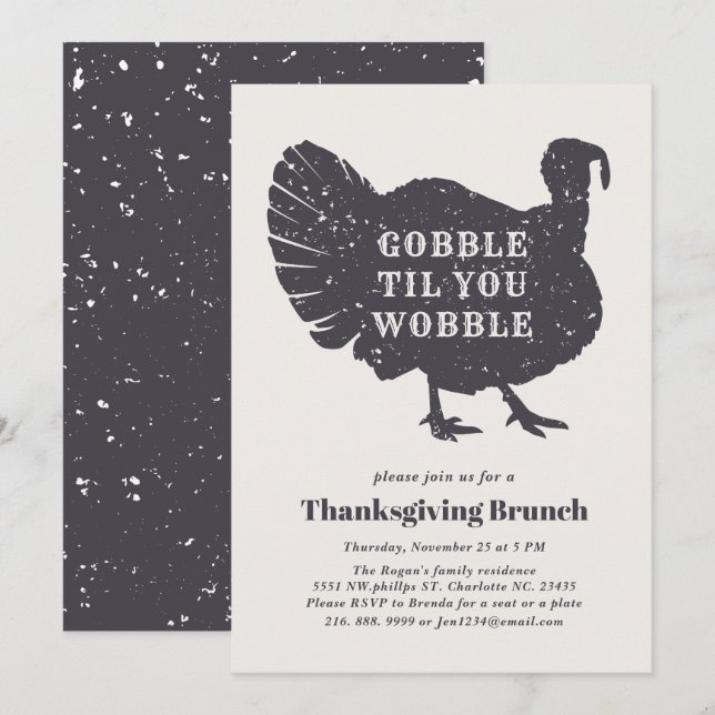 Gobble till you wobble | Thanksgiving Dinner Invitation (Front/Back)